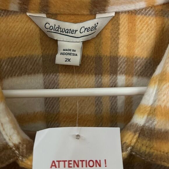 Coldwater Creek 2X Yellow Plaid Shacket Flannel Shirt Jacket Woman’s - Picture 3 of 8
